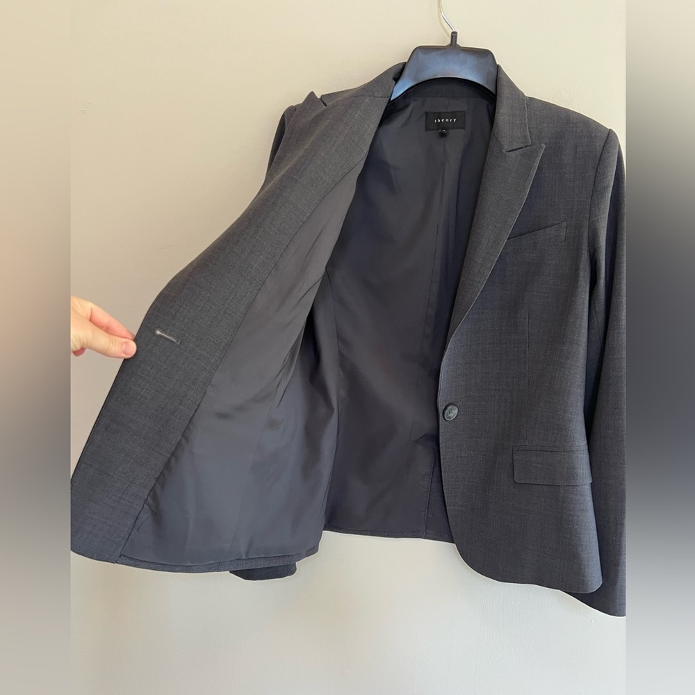 Theory Women’s Gabe B 2 Urban Virgin Wool Stretch Blazer in Charcoal Gray, 6 - Picture 5 of 11